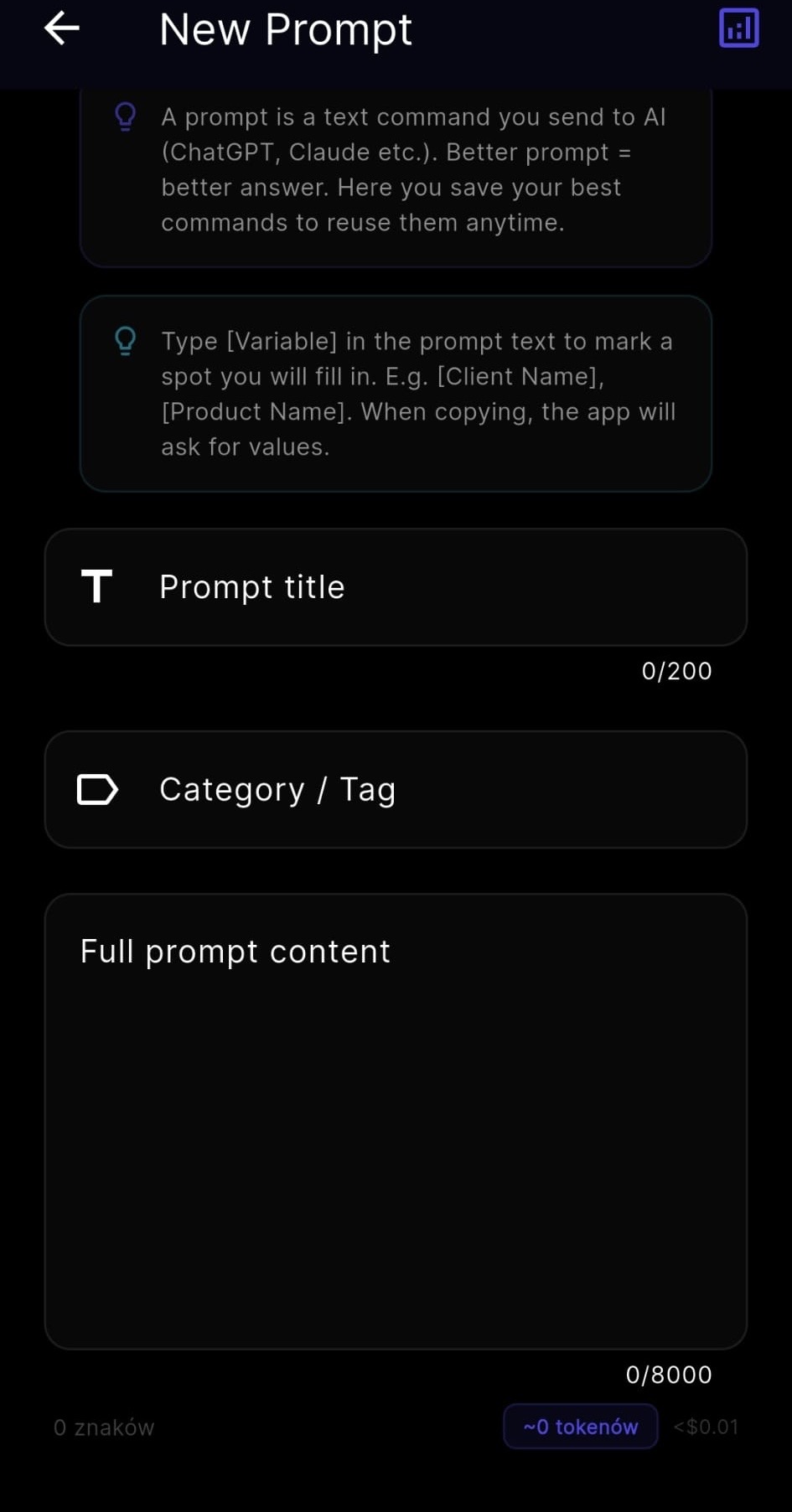 Prompt Secure — New Prompt with variables